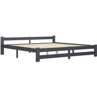 Berkfield Home Bed Frame Dark Grey Solid Pine Wood 200x200 cm