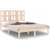Berkfield Home Bed Frame Solid Wood 135x190 cm Double in Light Tan