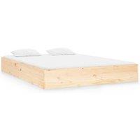 Berkfield Home Bed Frame Solid Wood 135x190 cm Double in Light Tan