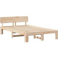 Berkfield Home Bed Frame with Headboard 120x200 cm Solid Pine Wood in Natural