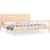 Berkfield Home Bed Frame with Headboard 200x200 cm Solid Wood in Light Oak