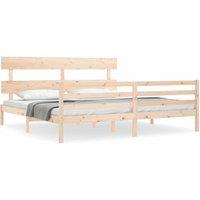 Berkfield Home Bed Frame with Headboard 200x200 cm Solid Wood in Natural