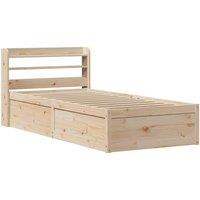 Berkfield Home Bed Frame with Headboard 90x190 cm Single Solid Wood Pine in Light Tan