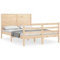 Berkfield Home Bed Frame with Headboard Small Double Solid Wood in Natural