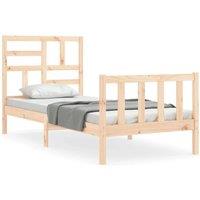 Berkfield Home Bed Frame with Headboard Small Single Solid Wood in Light Tan
