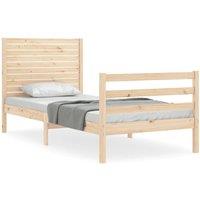 Berkfield Home Bed Frame with Headboard Small Single Solid Wood in Light Tan