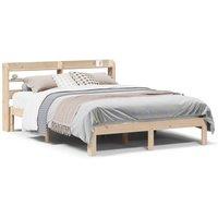 Berkfield Home Bed Frame with Headboard without Mattress 150x200 cm King Size in Natural