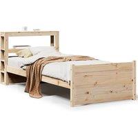 Berkfield Home Bed Frame with Headboard without Mattress 75x190 cm Small Single in Light Tan