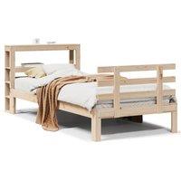 Berkfield Home Bed Frame with Headboard without Mattress 75x190 cm Small Single in Light Brown