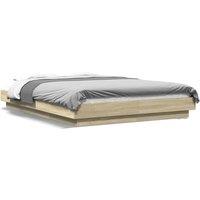 Berkfield Home Bed Frame with LED Lights without Mattress Sonoma Oak 140x190cm in Light Oak | Size: 140x190 cm