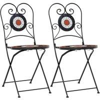 Berkfield Home Bistro Chairs Foldable 2 pcs Terracotta & White Ceramic