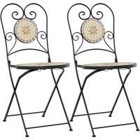 Berkfield Home Bistro Chairs Foldable 2 pcs Terracotta & White Ceramic