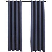Berkfield Home Blackout Curtains with Metal Rings 2 pcs Anthracite 140x175 cm in Grey