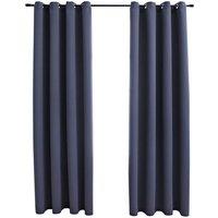 Berkfield Home Blackout Curtains with Metal Rings 2 pcs Anthracite 140x225 cm in Dark Grey