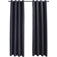Berkfield Home Blackout Curtains with Metal Rings 2 pcs Anthracite 140x245 cm in Dark Grey