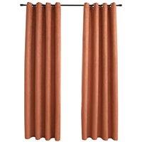 Berkfield Home Blackout Curtains with Metal Rings 2 pcs Rust 140x175 cm in Terracotta