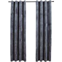 Berkfield Home Blackout Curtains with Rings 2 pcs Velvet Anthracite 140x175 cm in Dark Grey