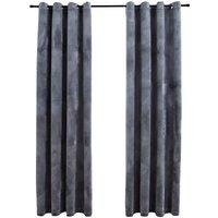 Berkfield Home Blackout Curtains with Rings 2 pcs Velvet Anthracite 140x225 cm in Dark Grey