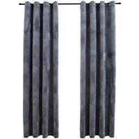 Berkfield Home Blackout Curtains with Rings 2 pcs Velvet Anthracite 140x245 cm in Dark Grey