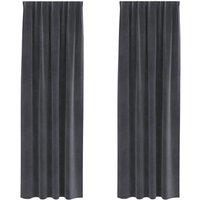 Berkfield Home Blackout Curtains with Top Tape 2 pcs Light Grey Velvet in Dark Grey