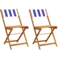 Berkfield Home Bistro Chairs 2 pcs Blue & White Solid Wood Acacia & Fabric