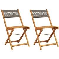 Berkfield Home Bistro Chairs 2 pcs Grey Solid Wood Acacia & Rope in Tan