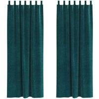 Berkfield Home Blackout Curtains with Hanging Loops 2 pcs Dark Green Velvet