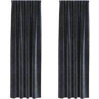 Berkfield Home Blackout Curtains with Top Tape 2 pcs Dark Grey Velvet