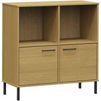 Berkfield Home Bookcase with Metal Legs Brown 90x35x90.5 cm Solid Wood OSLO in Light Brown