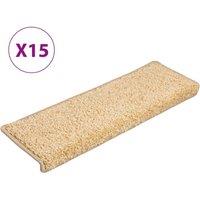 Berkfield Home Carpet Stair Treads 15 pcs 65x21x4 cm Brown in Light Sand | Size: Medium