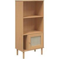 Berkfield Home Bookcase SENJA Rattan Look Brown 60x35x130 cm Solid Wood Pine in Light Brown | Size: 60 x 35 x 130 cm