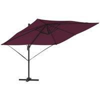 Berkfield Home Cantilever Roma Parasol Bordeaux Red 286x285x265 cm Aluminium in Burgundy | Size: 286 x 285 x 265 cm