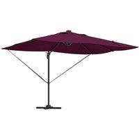 Berkfield Home Cantilever Roma Parasol with LEDs Bordeaux Red 352x251x265 cm Alu in Maroon | Size: 352 x 251 x 265 cm