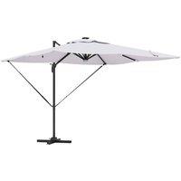 Berkfield Home Cantilever Roma Parasol with LEDs Sand 286x285x270 cm Aluminium in White | Size: 286 x 285 x 270 cm