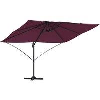 Berkfield Home Cantilever Umbrella Bordeaux Red Polyester, Steel Large in Burgundy