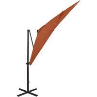 Berkfield Home Cantilever Umbrella with Pole & LED Lights Terracotta 250 cm
