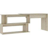 Berkfield Home Corner Desk Sonoma Oak 200x50x76 cm Engineered Wood in Light Oak | Size: 200 x 50 x 76 cm