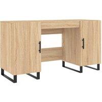 Berkfield Home Desk Sonoma Oak 140x50x75 cm Engineered Wood in Light Oak | Size: 140 x 50 x 75 cm