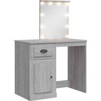 Berkfield Home Dressing Table with LED Lights Grey Sonoma 90x42x132.5 cm