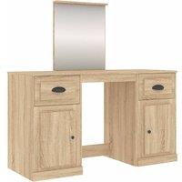Berkfield Home Dressing Table with Mirror Sonoma Oak 130x50x132.5 cm in Light Tan