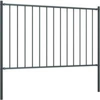 Berkfield Home Fence Panel with Posts Powder-coated Steel 1.7x1 m Anthracite in Dark Grey