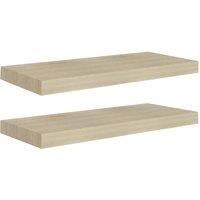 Berkfield Home Floating Wall Shelves 2 pcs Oak 60x23.5x3.8 cm MDF in Light Oak