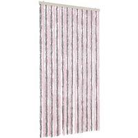 Berkfield Home Fly Curtain Silver Grey & Pink 100x220 cm Chenille