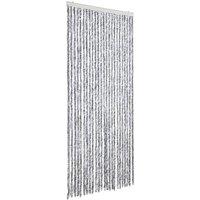 Berkfield Home Fly Curtain White & Grey 100x200 cm Chenille