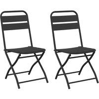 Berkfield Home Folding Garden Chairs 2 pcs Anthracite 42x52x82 cm Powder-coated Steel in Dark Grey | Size: 42 x 52 x 82 cm