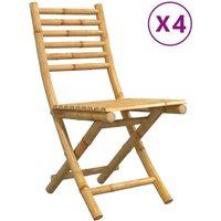 Berkfield Home Folding Garden Chairs 4 pcs 43x54x88 cm Bamboo in Tan | Size: 43 x 54 x 88 cm