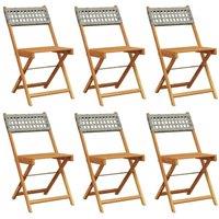 Berkfield Home Folding Garden Chairs 6 pcs Grey Poly Rattan & Solid Wood