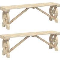 Berkfield Home Garden Benches 2 pcs Solid Wood Fir in Light Tan
