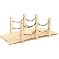 Berkfield Home Garden Bridge with Chain Railings 150x67x56cm Solid Wood Spruce in Natural | Size: 150 x 67 x 56 cm