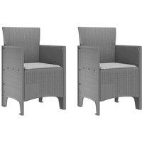Berkfield Home Garden Chair Set of 2 Light grey Polyethylene Rattan Standard